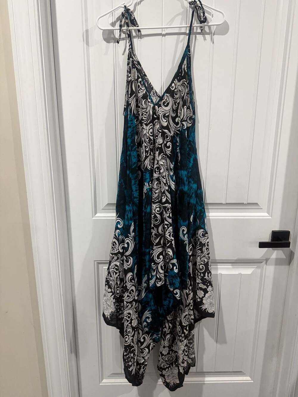 Kathmandu Imports Boho Handkerchief Hem Tie Strap Maxi Romper Festival OS - Picture 3 of 9